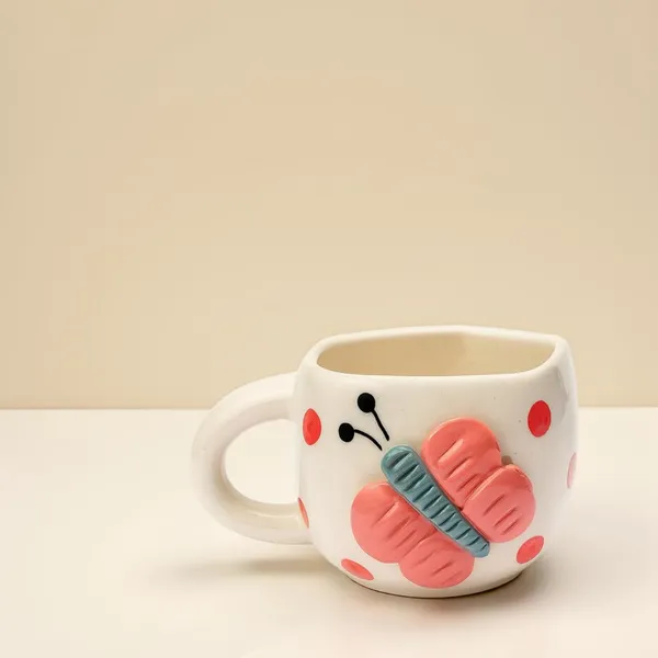 Handmade_Butterfly_Ceramic_Mug_|_Cute_Butterfly_&_Polka_Dot_Design_|_Coffee,_Tea,_Milk_Cup_|_Gift_For_Girls_&_Kids_|_White_&_Pink_(1_Piece)