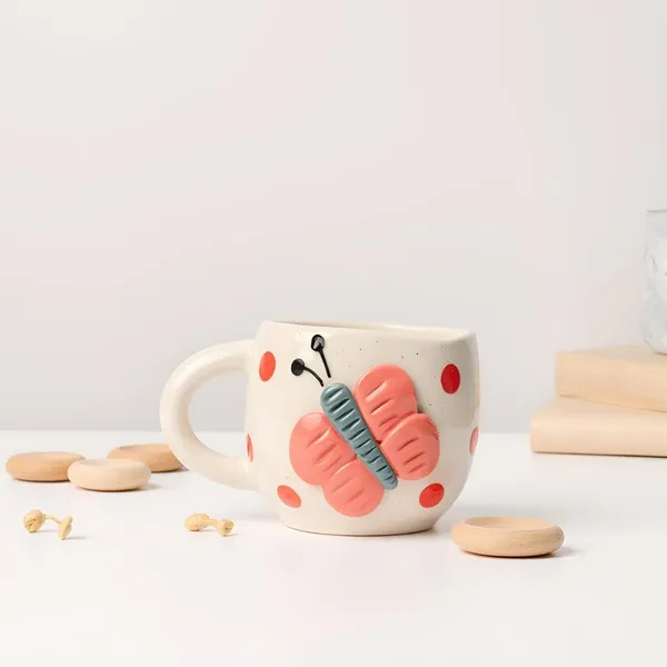 Handmade_Butterfly_Ceramic_Mug_|_Cute_Butterfly_&_Polka_Dot_Design_|_Coffee,_Tea,_Milk_Cup_|_Gift_For_Girls_&_Kids_|_White_&_Pink_(1_Piece)