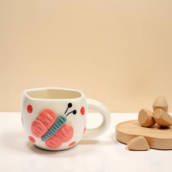 Handmade_Butterfly_Ceramic_Mug_|_Cute_Butterfly_&_Polka_Dot_Design_|_Coffee,_Tea,_Milk_Cup_|_Gift_For_Girls_&_Kids_|_White_&_Pink_(1_Piece)