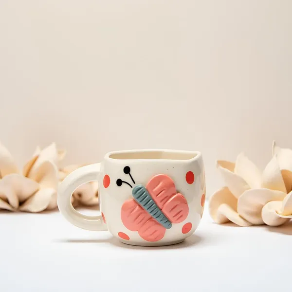 Handmade_Butterfly_Ceramic_Mug_|_Cute_Butterfly_&_Polka_Dot_Design_|_Coffee,_Tea,_Milk_Cup_|_Gift_For_Girls_&_Kids_|_White_&_Pink_(1_Piece)