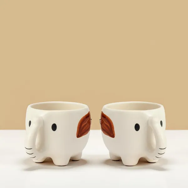 Ceramic_Elephant_Shaped_Mug_|_Cute_White_Animal_Mug_With_Trunk_Handle_&_Brown_Ear_|_Coffee,_Tea,_Milk_Cup_|_Kids_&_Gift_Friendly_|_(2_Piece)