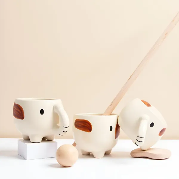 Ceramic_Elephant_Shaped_Mug_|_Cute_White_Animal_Mug_With_Trunk_Handle_&_Brown_Ear_|_Coffee,_Tea,_Milk_Cup_|_Kids_&_Gift_Friendly_|_(2_Piece)
