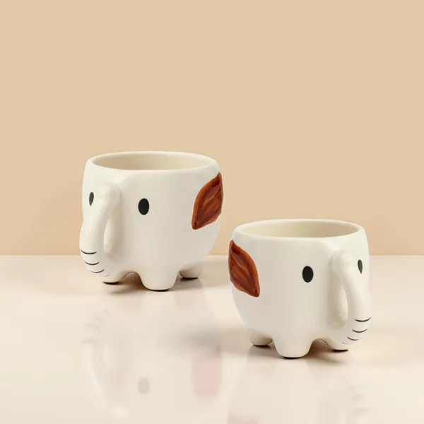 Ceramic_Elephant_Shaped_Mug_|_Cute_White_Animal_Mug_With_Trunk_Handle_&_Brown_Ear_|_Coffee,_Tea,_Milk_Cup_|_Kids_&_Gift_Friendly_|_(2_Piece)