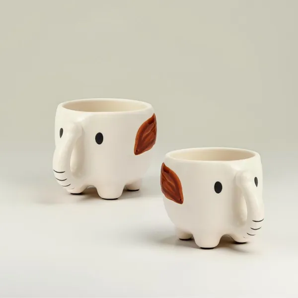 Ceramic_Elephant_Shaped_Mug_|_Cute_White_Animal_Mug_With_Trunk_Handle_&_Brown_Ear_|_Coffee,_Tea,_Milk_Cup_|_Kids_&_Gift_Friendly_|_(2_Piece)