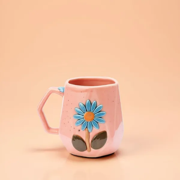 Handmade_Flower_Ceramic_Mug_|_Pink_Cup_With_Embossed_Blue_Daisy_Design_|_Coffee,_Tea,_Milk_Mug_|_Gift_For_Girls,_Friends_&_Family_|_(1_Piece)