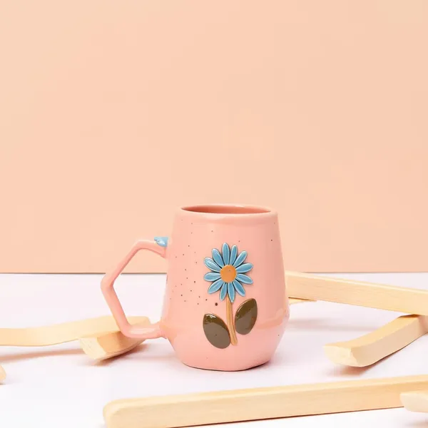 Handmade_Flower_Ceramic_Mug_|_Pink_Cup_With_Embossed_Blue_Daisy_Design_|_Coffee,_Tea,_Milk_Mug_|_Gift_For_Girls,_Friends_&_Family_|_(2_Piece)