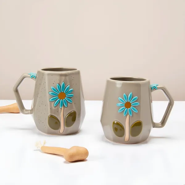 Handmade_Flower_Ceramic_Mug_|_Grey_Cup_With_Embossed_Blue_Daisy_Design_|_Coffee,_Tea,_Milk_Mug_|_Gift_For_Girls,_Friends_&_Family_|_(2_Piece)