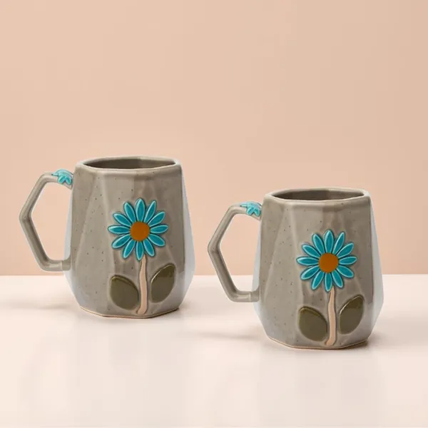 Handmade_Flower_Ceramic_Mug_|_Grey_Cup_With_Embossed_Blue_Daisy_Design_|_Coffee,_Tea,_Milk_Mug_|_Gift_For_Girls,_Friends_&_Family_|_(2_Piece)