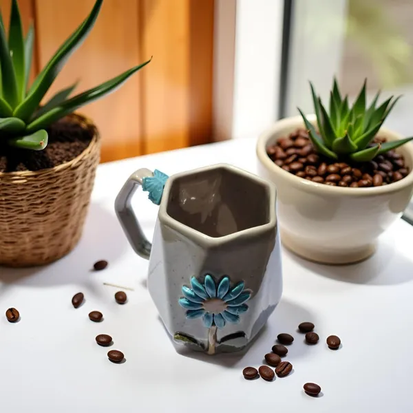 Handmade_Flower_Ceramic_Mug_|_Grey_Cup_With_Embossed_Blue_Daisy_Design_|_Coffee,_Tea,_Milk_Mug_|_Gift_For_Girls,_Friends_&_Family_|_(1_Piece)