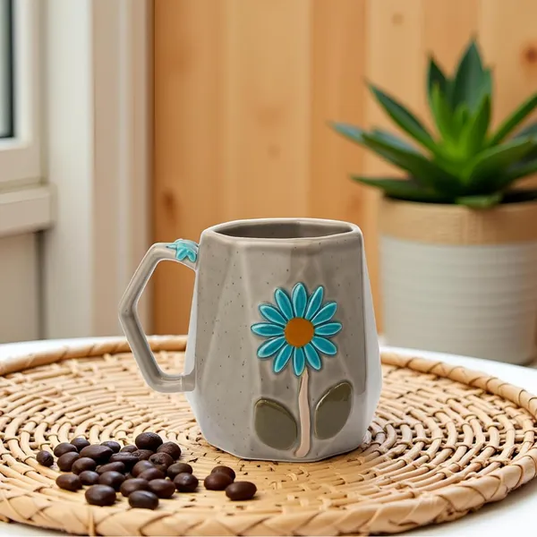 Handmade_Flower_Ceramic_Mug_|_Grey_Cup_With_Embossed_Blue_Daisy_Design_|_Coffee,_Tea,_Milk_Mug_|_Gift_For_Girls,_Friends_&_Family_|_(1_Piece)