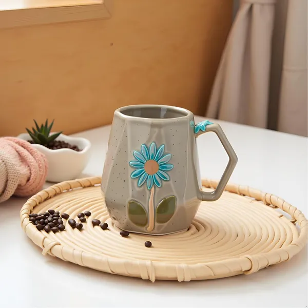Handmade_Flower_Ceramic_Mug_|_Grey_Cup_With_Embossed_Blue_Daisy_Design_|_Coffee,_Tea,_Milk_Mug_|_Gift_For_Girls,_Friends_&_Family_|_(1_Piece)