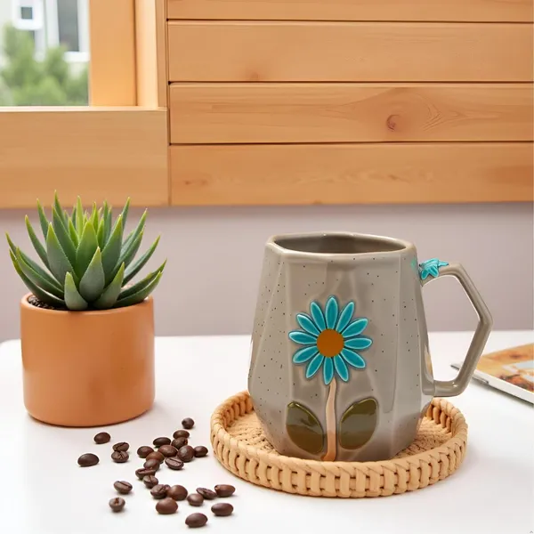 Handmade_Flower_Ceramic_Mug_|_Grey_Cup_With_Embossed_Blue_Daisy_Design_|_Coffee,_Tea,_Milk_Mug_|_Gift_For_Girls,_Friends_&_Family_|_(1_Piece)