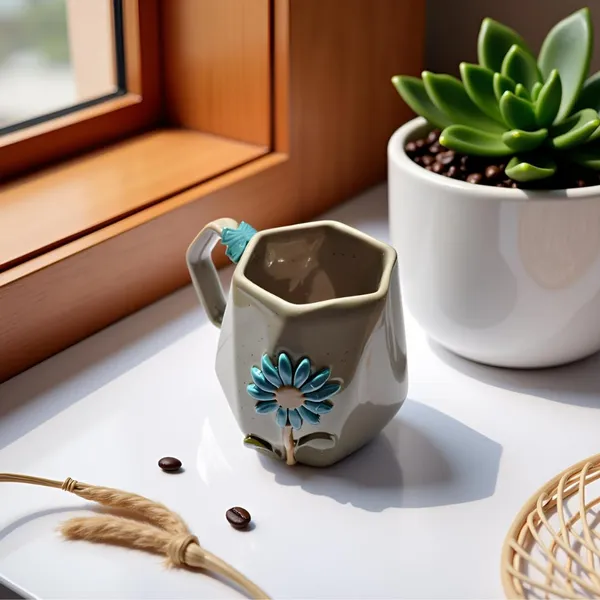Handmade_Flower_Ceramic_Mug_|_Grey_Cup_With_Embossed_Blue_Daisy_Design_|_Coffee,_Tea,_Milk_Mug_|_Gift_For_Girls,_Friends_&_Family_|_(1_Piece)