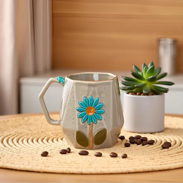 Handmade_Flower_Ceramic_Mug_|_Grey_Cup_With_Embossed_Blue_Daisy_Design_|_Coffee,_Tea,_Milk_Mug_|_Gift_For_Girls,_Friends_&_Family_|_(1_Piece)