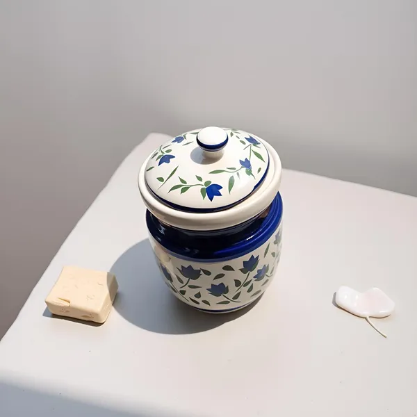 Ceramic_Jar_With_Lid_|_Hand-Painted_Blue_Floral_Storage_Container_|_Multipurpose_Barni_For_Pickle,_Spices,_Chutney,_Sugar_|_1200Ml_|_Decorative_Kitchen_Jar_|_Set_Of_1