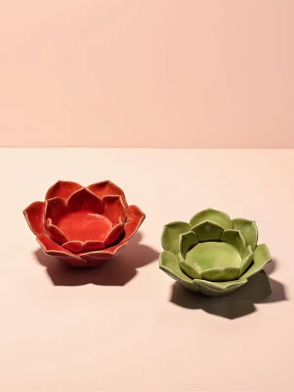 Handicrafts_Ceramic_Flower_Candle_Holder_Lotus_Diya__Set_Of_2_|_Decorative_Tealight_Holder_For_Pooja_Room,_Temple_&_Home_D�cor_|_Traditional_Festival_Decoration_(Red-Green)