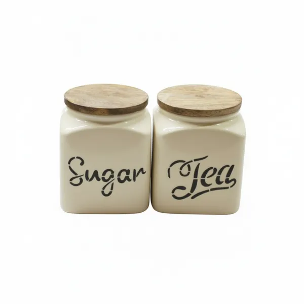 Ceramic_Sugar_Tea_Jar_Set_of_2_with_Wooden_Lid_–_Airtight_Kitchen_Storage_Canisters_for_Dry_Food,_Vintage_Cream_Countertop_Containers_for_Home_&_Dining_Organizer_(TEA-SUGAR_SET)