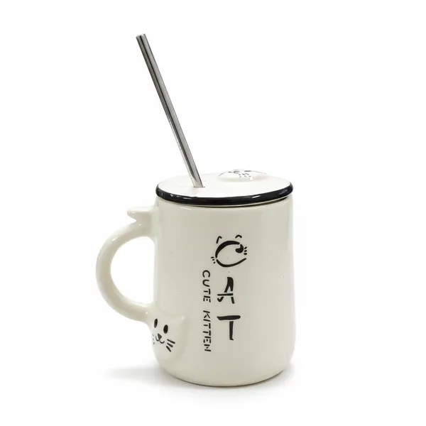 Cute_Kitten_Ceramic_Coffee_Mug_with_Lid_and_Reusable_Stainless_Steel_Straw_–_Cat_Design_Tea_Cup_for_Coffee,_Milk_&_Tea_–_Premium_Ceramic_Mug_for_Home_&_Office_(White)_Pack_of_1