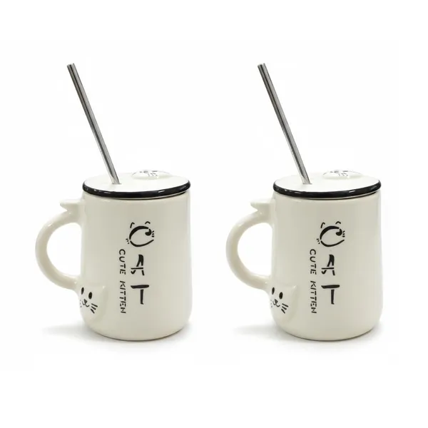 Cute_Kitten_Ceramic_Coffee_Mug_with_Lid_and_Reusable_Stainless_Steel_Straw_–_Cat_Design_Tea_Cup_for_Coffee,_Milk_&_Tea_–_Premium_Ceramic_Mug_for_Home_&_Office_(White)_(Pack_of_2)