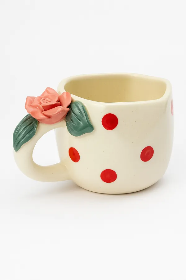 Kraftlik_Handicrafts_3D_Rose_Ceramic_Mug_|_Handmade_Polka_Dot_Coffee_&_Tea_Cup_|_Unique_Gift_for_Birthday,_Valentine_&_Anniversary_|_240ML_|_Microwave_Safe_(Rose_Cup)