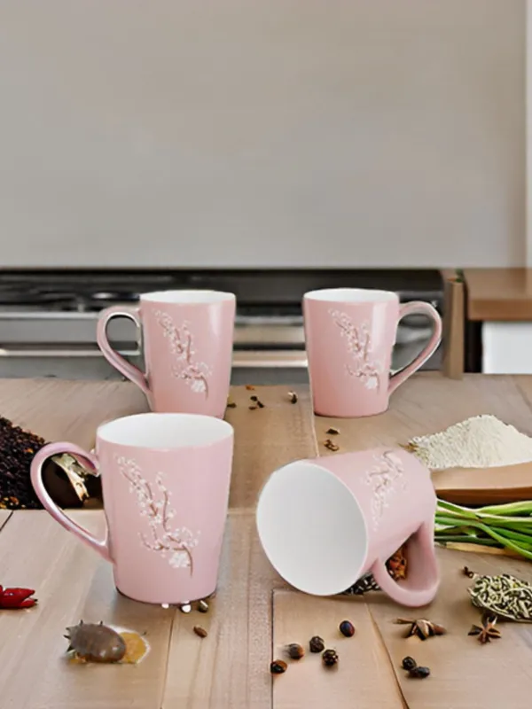 Kraftlik_Handicrafts_Ceramic_Blossom_Boost_Coffee_Mug_|_Coffee_Mugs_for_Birthday,_Wedding,_Anniversary_|_Coffee_Blossom_Boost_Mug_Gift_for_Girlfriend_(Pink)_(Pack_of_4)