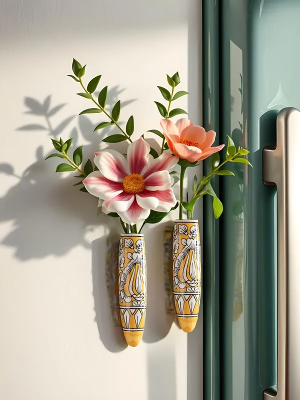 Kraftlik_Handicrafts_Ceramic_Pottery_Style_Cone_Planter_for_Home_Balcony_and_Living_Room_|_Flower_Vase_Planter_Floral_Cones_Decorative_Wall_Hanging_Planter_Pots_(Oval_(Yellow))