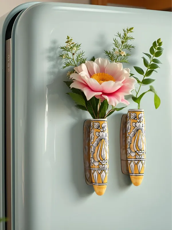 Kraftlik_Handicrafts_Ceramic_Pottery_Style_Cone_Planter_for_Home_Balcony_and_Living_Room_|_Flower_Vase_Planter_Floral_Cones_Decorative_Wall_Hanging_Planter_Pots_(Oval_(Yellow))