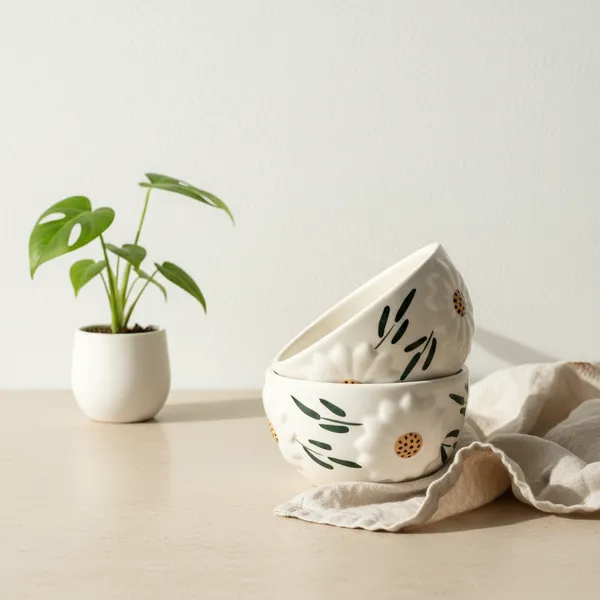 Kraftlik_Handicrafts_Ceramic_Sunflower_Bowl_Set_of_2_|_350_ml_Handcrafted_Serving_Bowls_|_Decorative_Dining_Table_Bowls_for_Snacks,_Desserts,_Dips_&_Condiments_Write_Bullet_Point