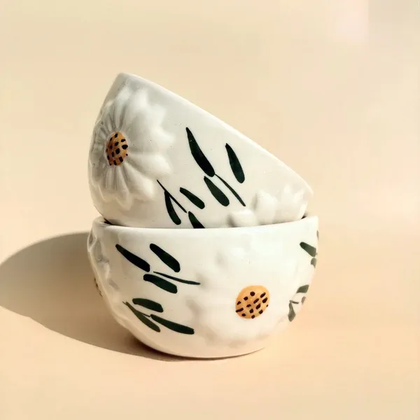 Kraftlik_Handicrafts_Ceramic_Sunflower_Bowl_Set_of_2_|_350_ml_Handcrafted_Serving_Bowls_|_Decorative_Dining_Table_Bowls_for_Snacks,_Desserts,_Dips_&_Condiments_Write_Bullet_Point