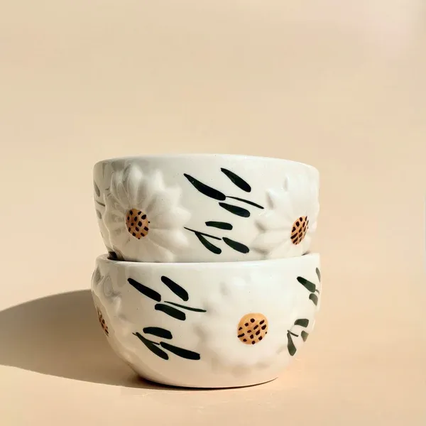 Kraftlik_Handicrafts_Ceramic_Sunflower_Bowl_Set_of_2_|_350_ml_Handcrafted_Serving_Bowls_|_Decorative_Dining_Table_Bowls_for_Snacks,_Desserts,_Dips_&_Condiments_Write_Bullet_Point