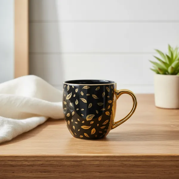 Kraftlik_Handicrafts_Ceramic_Tea_Cup_Set_of_6_(200_ml)_|_Clock_Print_Chai_Cups_|_Microwave_&_Dishwasher_Safe_|_Tea_&_Coffee_Cups_for_Home,_Office_&_Gifting_(Golden_Leaf_Black_Tea_Cup_Set_of_6)