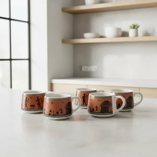 Kraftlik_Handicrafts_Ceramic_Tea_Cup_Set_of_6_(200_ml)_|_Clock_Print_Chai_Cups_|_Microwave_&_Dishwasher_Safe_|_Tea_&_Coffee_Cups_for_Home,_Office_&_Gifting_(Madhubani_Series_Red)