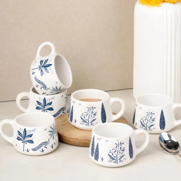 Kraftlik_Handicrafts_Ceramic_Tea_Cup_Set_of_6_(200_ml)_|_Clock_Print_Chai_Cups_|_Microwave_&_Dishwasher_Safe_|_Tea_&_Coffee_Cups_for_Home,_Office_&_Gifting_(Nature_Series_Blue_Series)