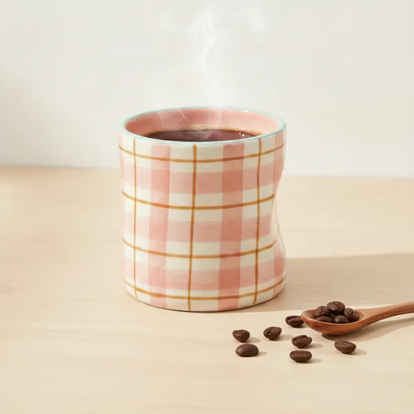 Kraftlik_Handicrafts_Check_Pattern_Ceramic_Glass_|_Pink_Decorative_Drinking_Cup_for_Coffee,_Tea,_Juice_&_Cold_Beverages_|_Aesthetic_Drinkware_(Pack_of_1)