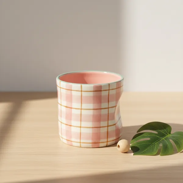 Kraftlik_Handicrafts_Check_Pattern_Ceramic_Glass_|_Pink_Decorative_Drinking_Cup_for_Coffee,_Tea,_Juice_&_Cold_Beverages_|_Aesthetic_Drinkware_(Pack_of_1)