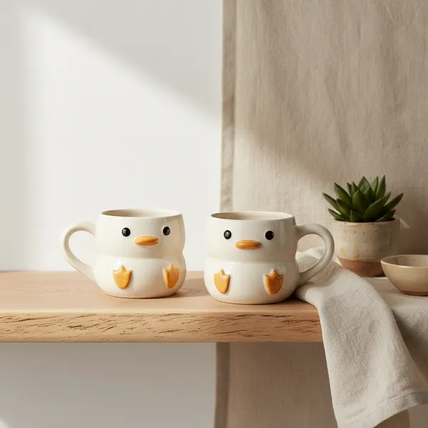 Kraftlik_Handicrafts_Cute_Chick_Shape_Ceramic_Coffee_Mug_|_3D_Bird_Design_Tea_Cup_|_Handmade_Designer_Mug_for_Home,_Office_&_Gifting_(Pack_of_2)