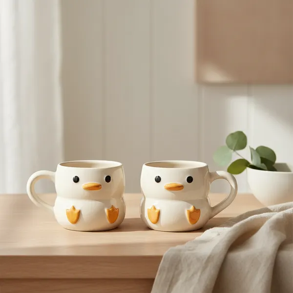 Kraftlik_Handicrafts_Cute_Chick_Shape_Ceramic_Coffee_Mug_|_3D_Bird_Design_Tea_Cup_|_Handmade_Designer_Mug_for_Home,_Office_&_Gifting_(Pack_of_2)