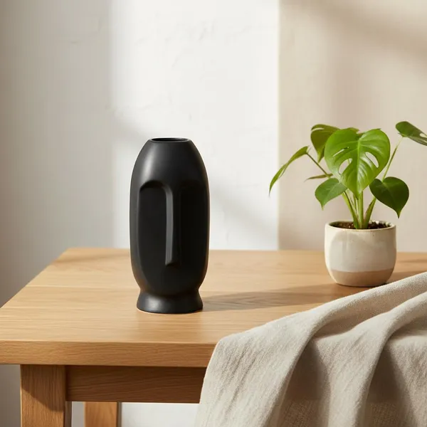 Kraftlik_Handicrafts_Face_Shape_Ceramic_Vase_|_Artistic_Flower_Pot_&_Planter_for_Home_Décor_|_Tabletop,_Bedroom_&_Corner_Decoration_(Face_Vase_(Black)_(Small)_Pack_of_1)