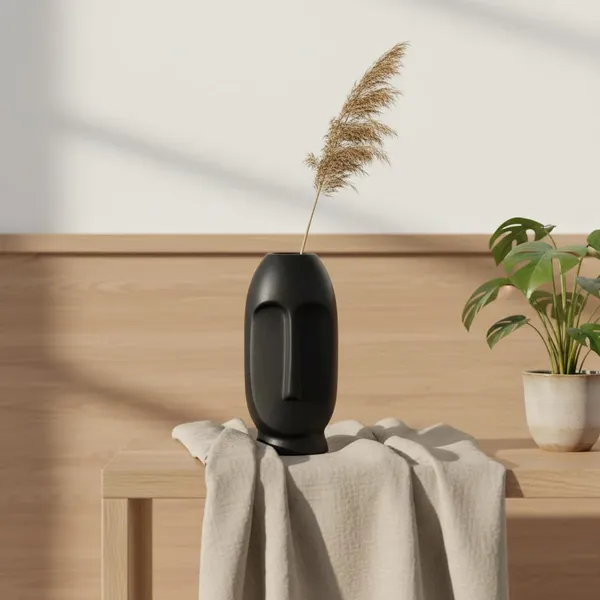 Kraftlik_Handicrafts_Face_Shape_Ceramic_Vase_|_Artistic_Flower_Pot_&_Planter_for_Home_Décor_|_Tabletop,_Bedroom_&_Corner_Decoration_(Face_Vase_(Black)_(Small)_Pack_of_1)