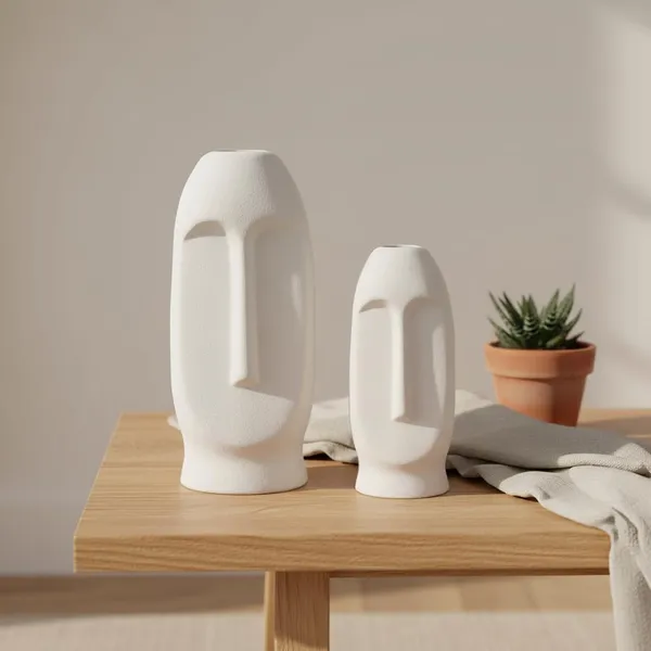 Kraftlik_Handicrafts_Face_Shape_Ceramic_Vase_|_Artistic_Flower_Pot_&_Planter_for_Home_Décor_|_Tabletop,_Bedroom_&_Corner_Decoration_(Face_Vase_(White)_(Small_&_Big)_Set)