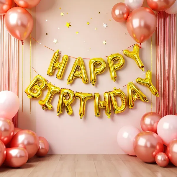 Kraftlik_Handicrafts_Happy_Birthday_13_Letters_Metallic_Rose_Gold_Foil_Balloons_Banner_|_Reusable_Balloons_For_Birthday_Decoration_of_Friends/Boys/Girls/Mother/Father/Husband/Wife_(Golden)