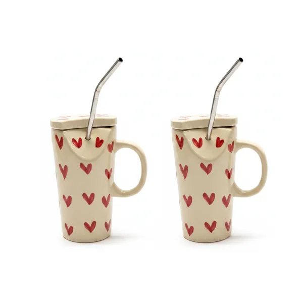 Kraftlik_Handicrafts_Heart_Print_Ceramic_Coffee_Cup_with_Lid_&_Stainless_Steel_Straw_|_Reusable_Travel_Mug_for_Coffee,_Tea,_Juice_&_Smoothies_|_Aesthetic_Drinkware_(Pack_of_2)