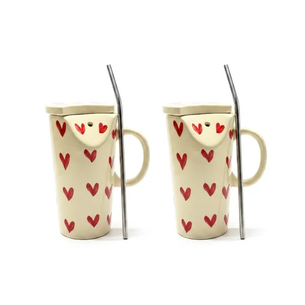 Kraftlik_Handicrafts_Heart_Print_Ceramic_Coffee_Cup_with_Lid_&_Stainless_Steel_Straw_|_Reusable_Travel_Mug_for_Coffee,_Tea,_Juice_&_Smoothies_|_Aesthetic_Drinkware_(Pack_of_2)