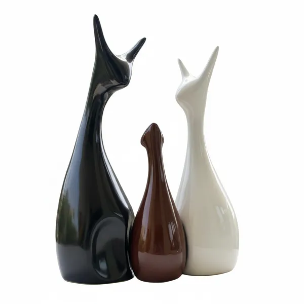 Kraftlik_Handicrafts_Home_Decor_Lucky_Deer_Statue_Family_Piano_Finish_Ceramic_Figures_-_(Set_of_3)_(Deer_Family_-_Black_Brown_White)