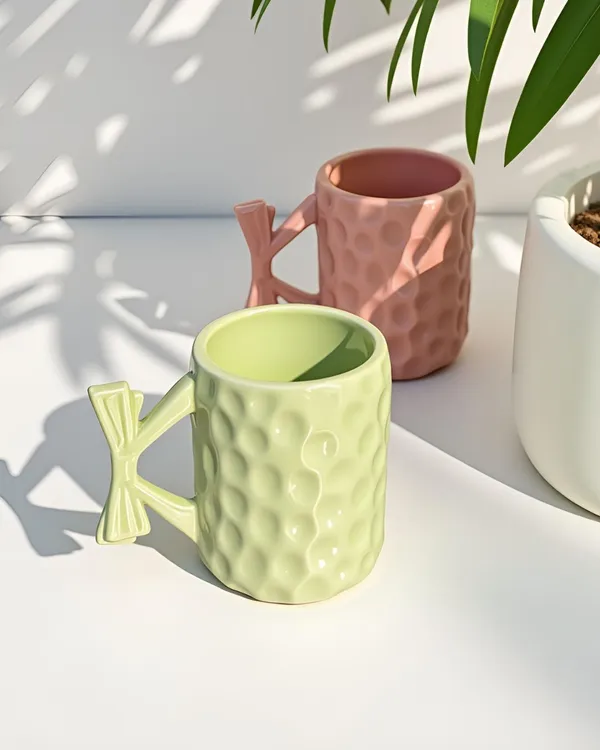 Kraftlik_Handicrafts_Pink_|_Mint_Bow_Handle_Ceramic_Coffee_Mug_|_300_ml_Premium_Handcrafted_Tea_&_Coffee_Cup_|_Stylish_Designer_Mug_for_Home,_Office_&_Gifting_(Set_of_2)_Visit_the_Kraftli