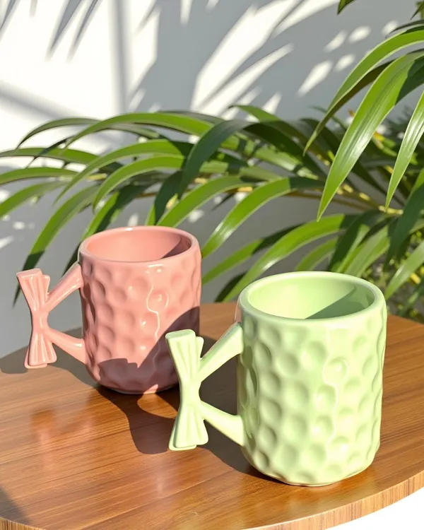 Kraftlik_Handicrafts_Pink_|_Mint_Bow_Handle_Ceramic_Coffee_Mug_|_300_ml_Premium_Handcrafted_Tea_&_Coffee_Cup_|_Stylish_Designer_Mug_for_Home,_Office_&_Gifting_(Set_of_2)_Visit_the_Kraftli