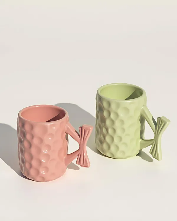 Kraftlik_Handicrafts_Pink_|_Mint_Bow_Handle_Ceramic_Coffee_Mug_|_300_ml_Premium_Handcrafted_Tea_&_Coffee_Cup_|_Stylish_Designer_Mug_for_Home,_Office_&_Gifting_(Set_of_2)_Visit_the_Kraftli
