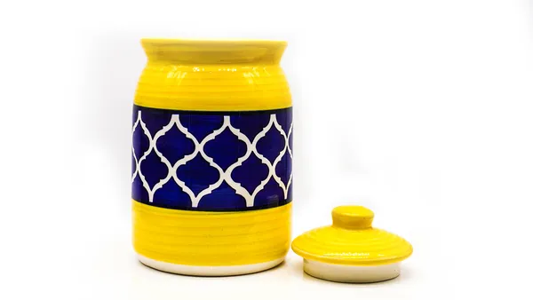Kraftlik_Handicrafts_Pure_Ceramic_Pickle_Jars_With_Unique_Lids_Multipurpose_Barni_For_Chutney,_Pickle_Jar_Storage_Container,_Dining_Table_Container_(1000Ml)_-_Multicolor