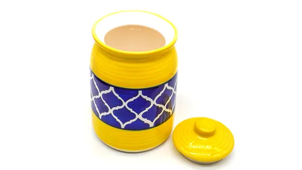 Kraftlik_Handicrafts_Pure_Ceramic_Pickle_Jars_With_Unique_Lids_Multipurpose_Barni_For_Chutney,_Pickle_Jar_Storage_Container,_Dining_Table_Container_(1000Ml)_-_Multicolor