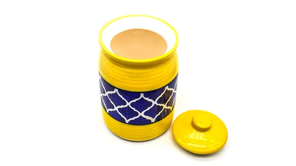 Kraftlik_Handicrafts_Pure_Ceramic_Pickle_Jars_With_Unique_Lids_Multipurpose_Barni_For_Chutney,_Pickle_Jar_Storage_Container,_Dining_Table_Container_(1000Ml)_-_Multicolor